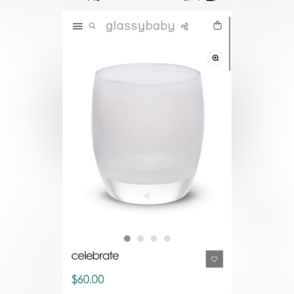 Frosted White “Celebrate” Glassybaby votive candle holder